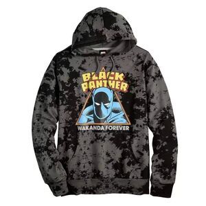 Marvel Black Panther Wakanda Forever Tie Dye Hoodie Mens Large Black Grey MCU